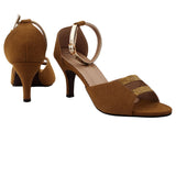 Light Brown Heels With Gold Straps
