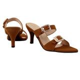 Copper Suede Buckle Heels