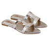 Silver Croc-Pattern Slides