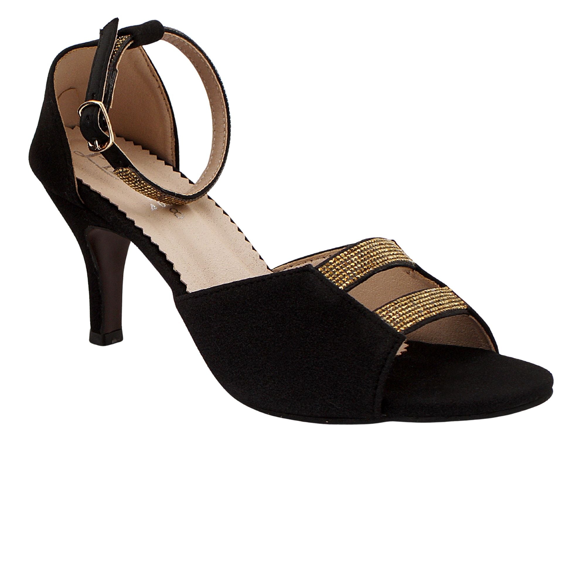 Black Heels With Gold Straps
