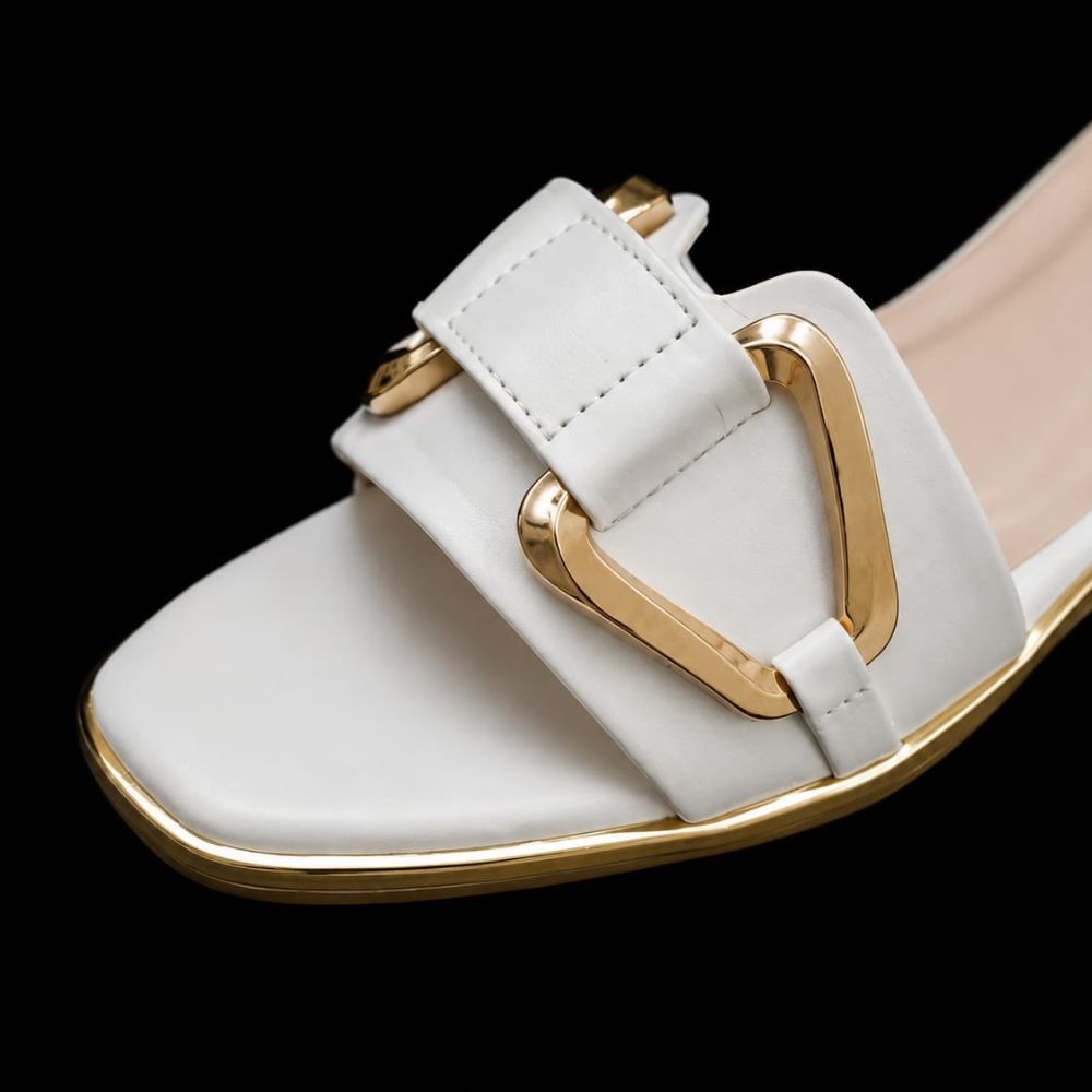 White Buckle-Strap Open-Toe