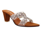 Mustard Stone-Embellished Heels