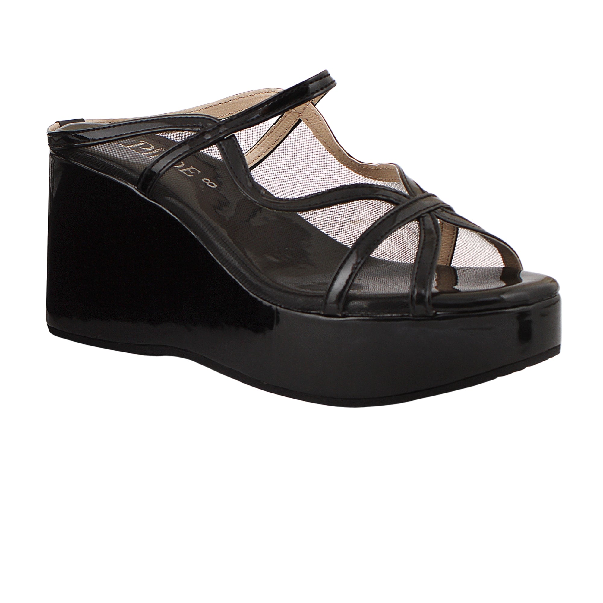 Black Noir Mesh Wedges