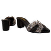 Black Stone-Embellished Heeled Mules