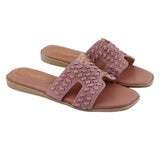 Dusty Pink Woven Strap Flats