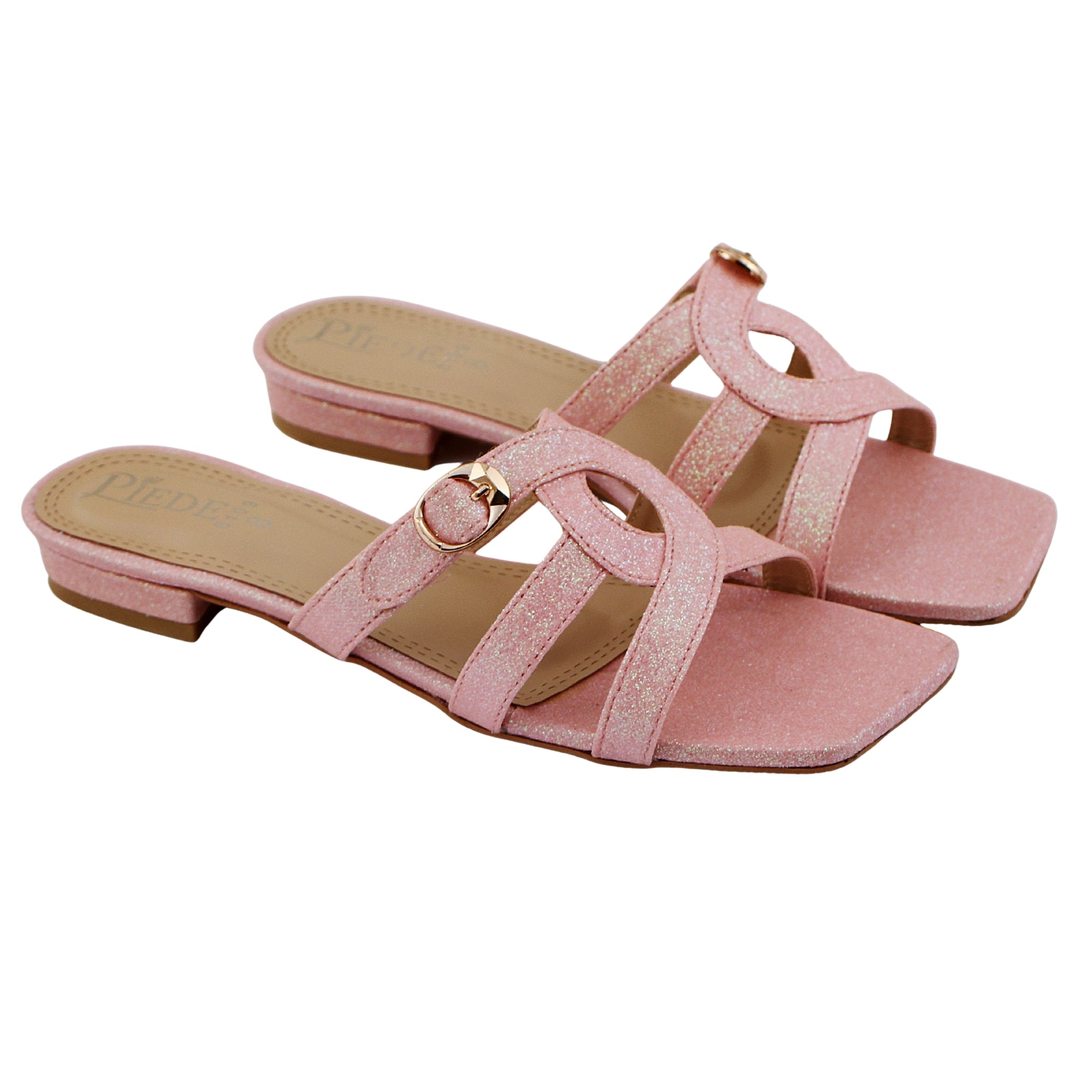 Pink Sparkle Multi-Strap Flats