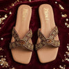 Maroon Embroidered Leather Flats