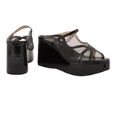 Black Noir Mesh Wedges