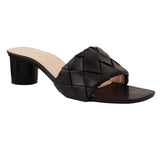 Black Woven Square-Toe Heels