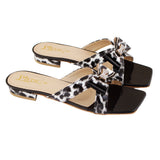 Black Leopard Print Bow Flat