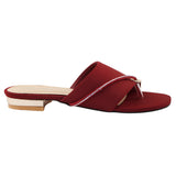 Maroon Stone-Embellished Toe-Loop Flat