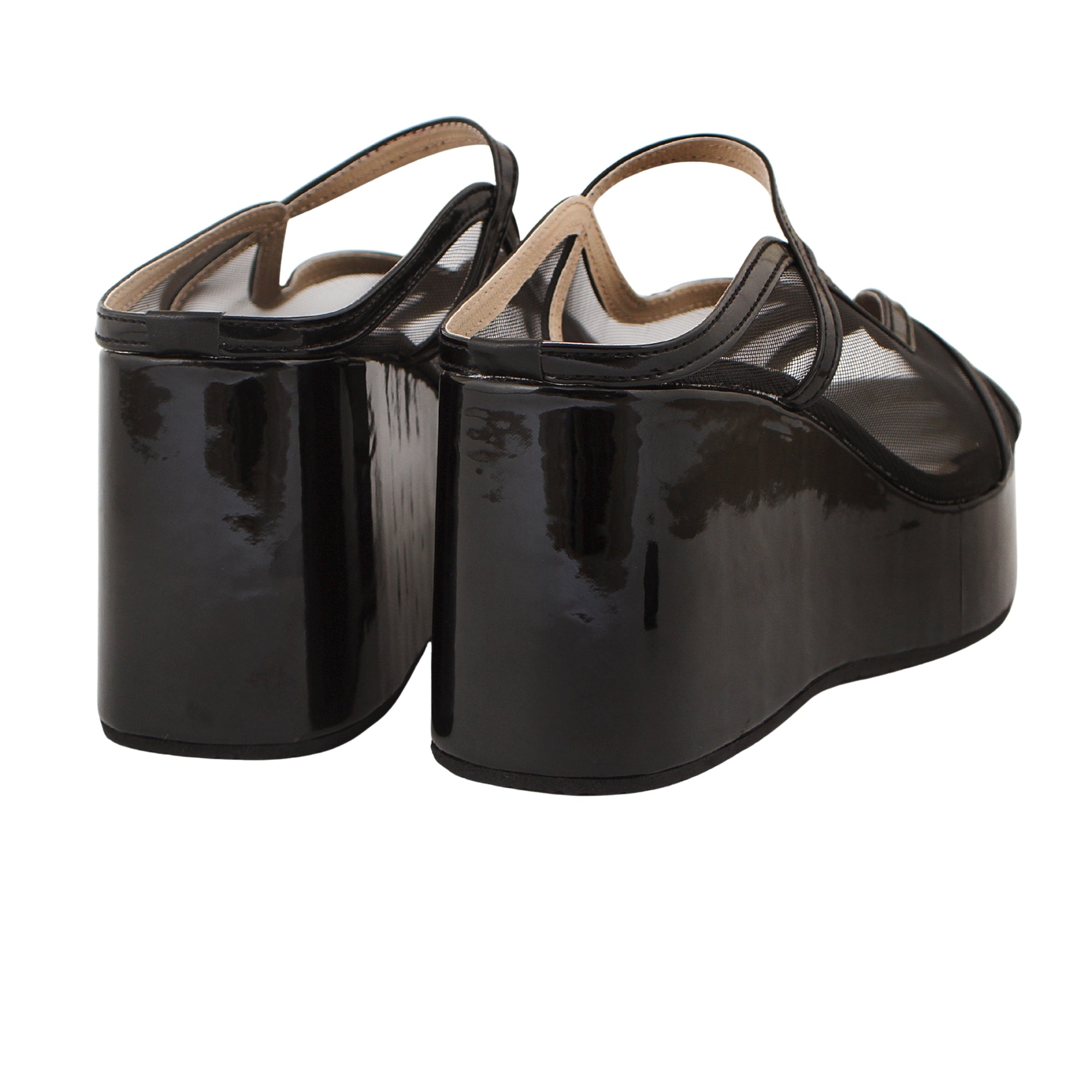Black Noir Mesh Wedges