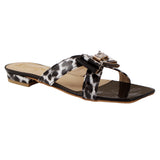 Black Leopard Print Bow Flat