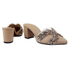Cream Stone-Embellished Heeled Mules