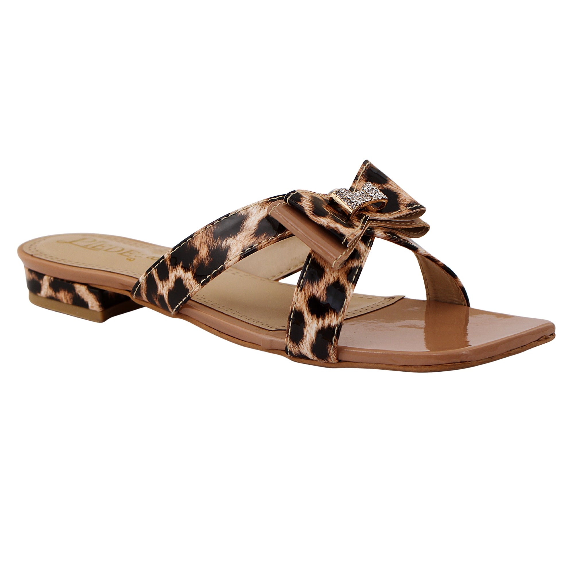 Mustard Leopard Print Bow Flat