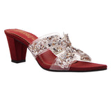 Maroon Stone-Embellished Heels