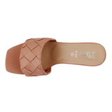 Peach Woven Square-Toe Heels