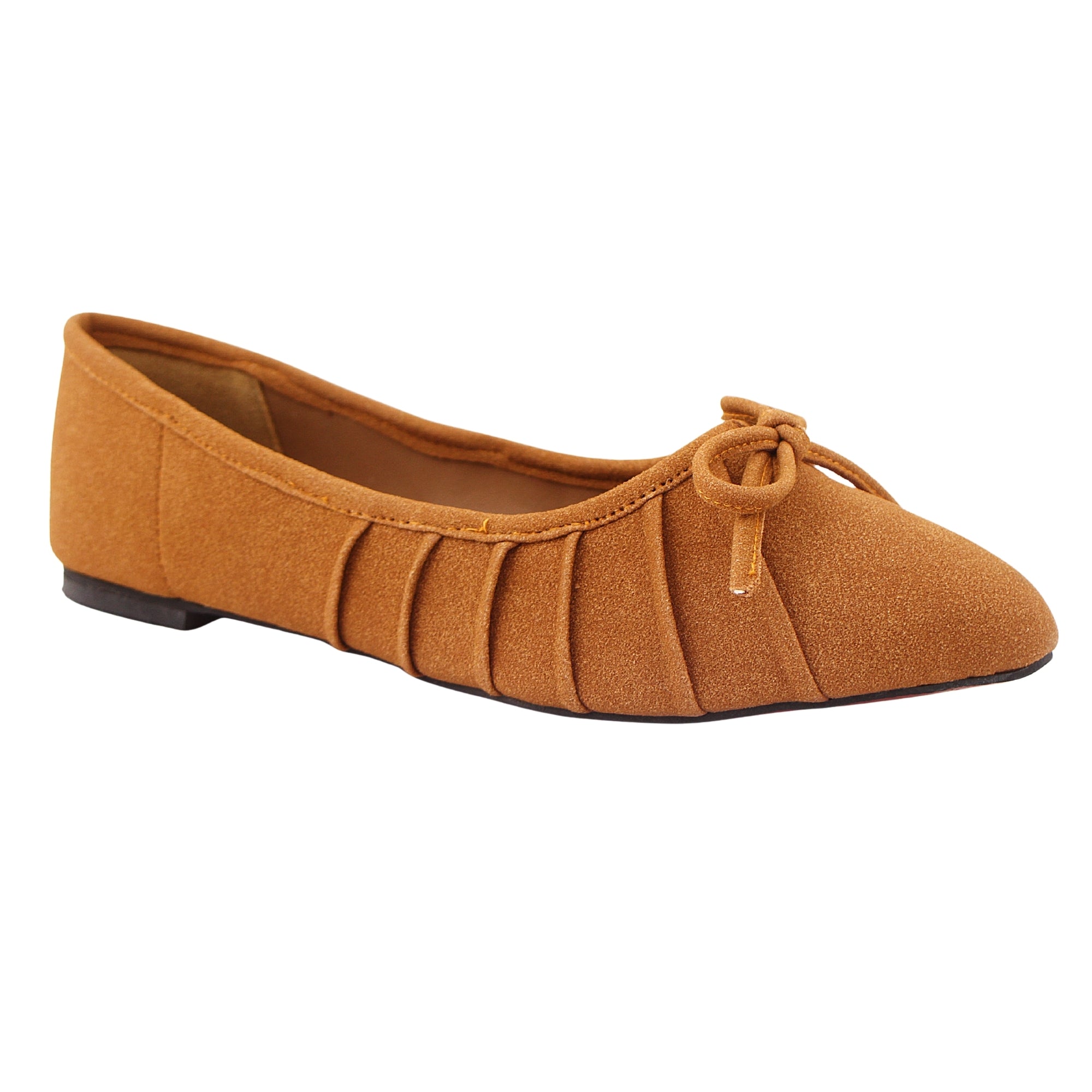 Brown Suede Flat Pumps