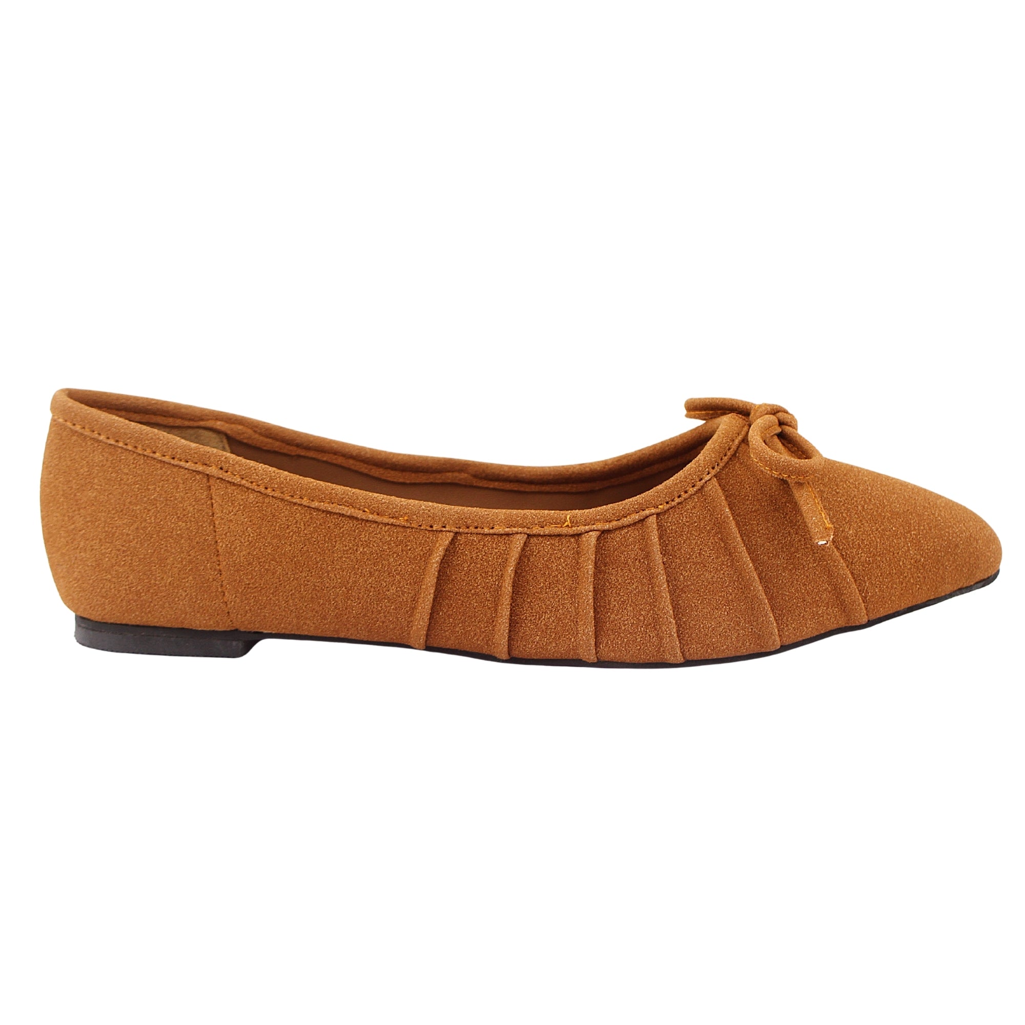 Brown Suede Flat Pumps