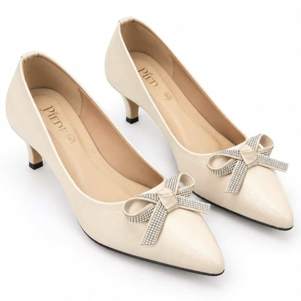 Cream Kitten Heel Pump