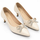 Cream Kitten Heel Pump