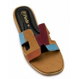 Mustard Colorblock Suede Slide