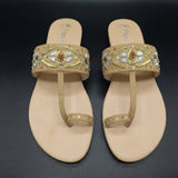 Cream Embroidered Toe-Ring Flats