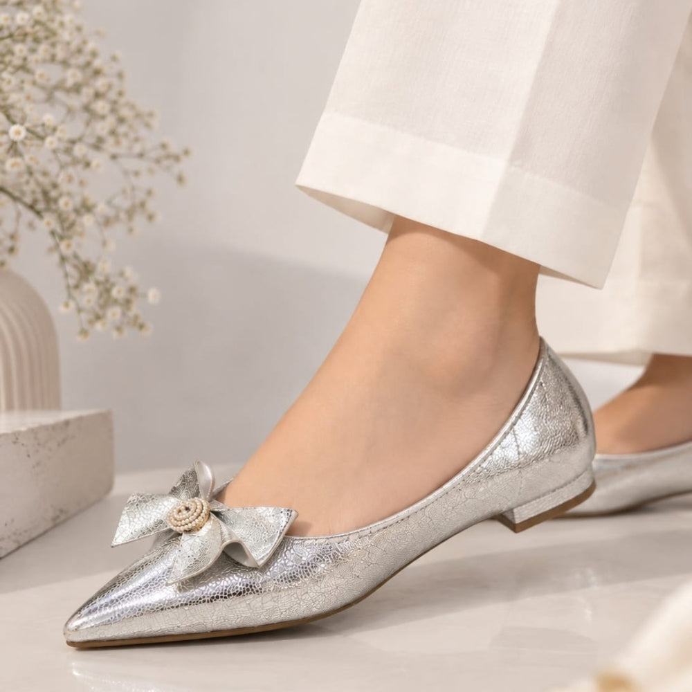 Silver Pointed-Toe Pumps