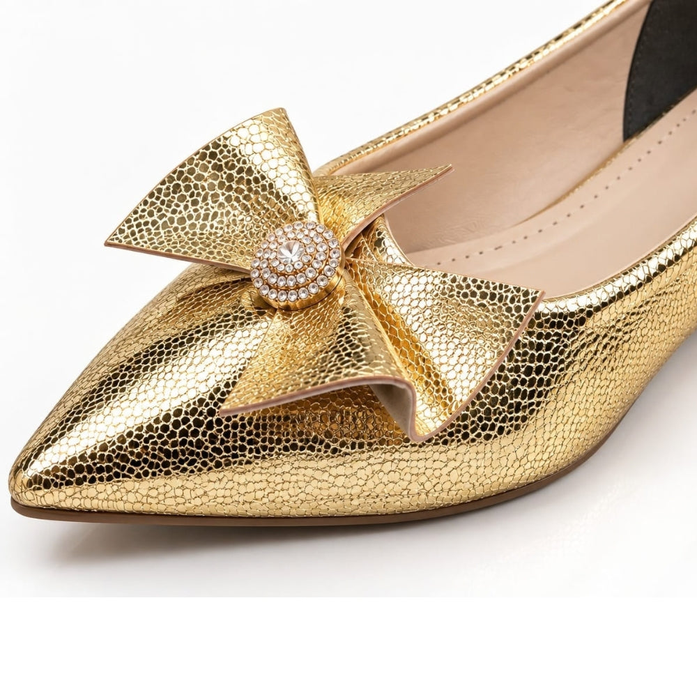 Golden Pointed-Toe Pumps