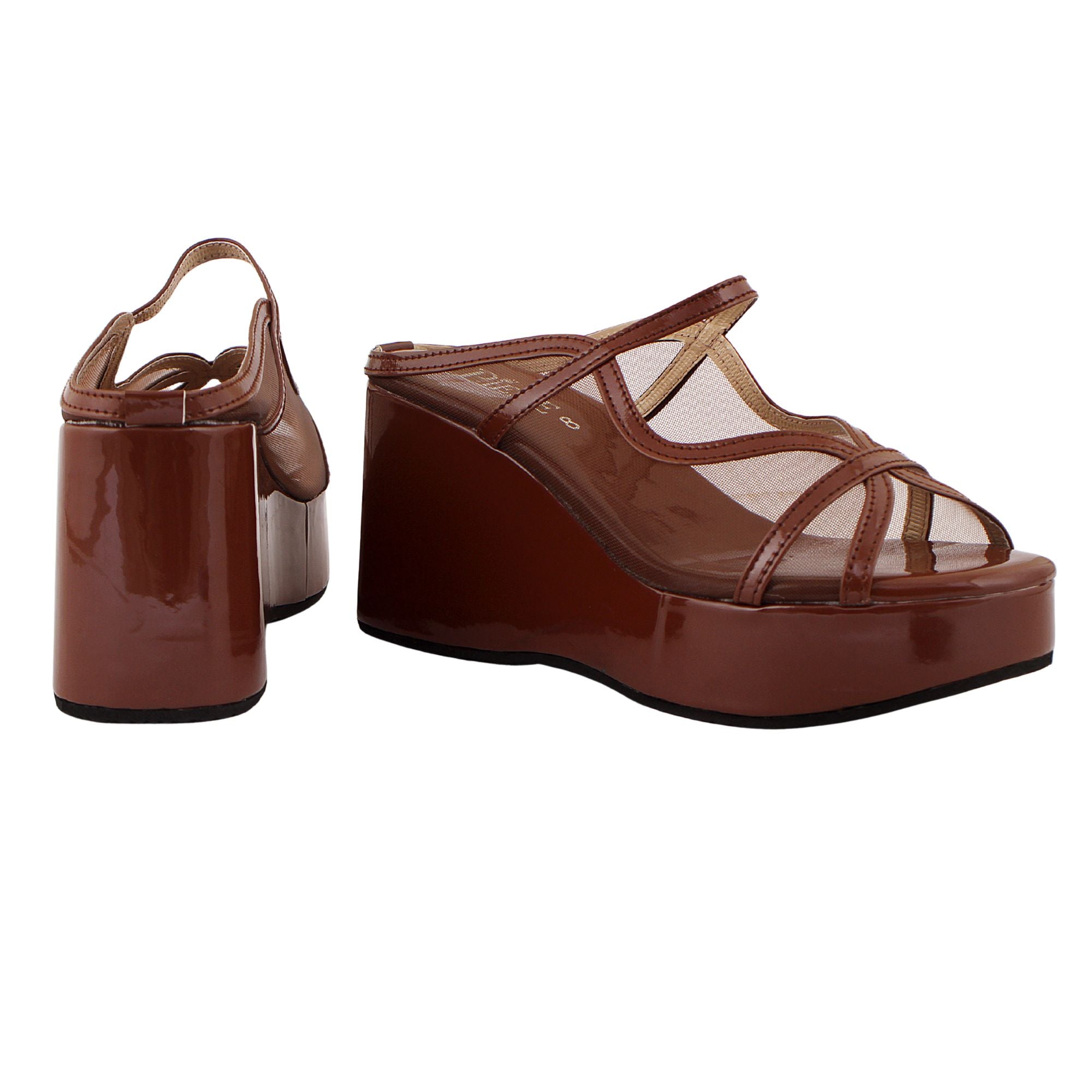 Coffe Noir Mesh Wedges