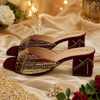 Bridal Maroon Zardozi Handmade Block Heels