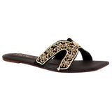 Black Embroidered Leather Flats