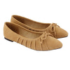 Cream Suede Flat Pumps