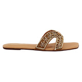 Cream Embroidered Leather Flats