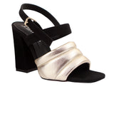 Golden Puffy Strap High-Heeled Sandals