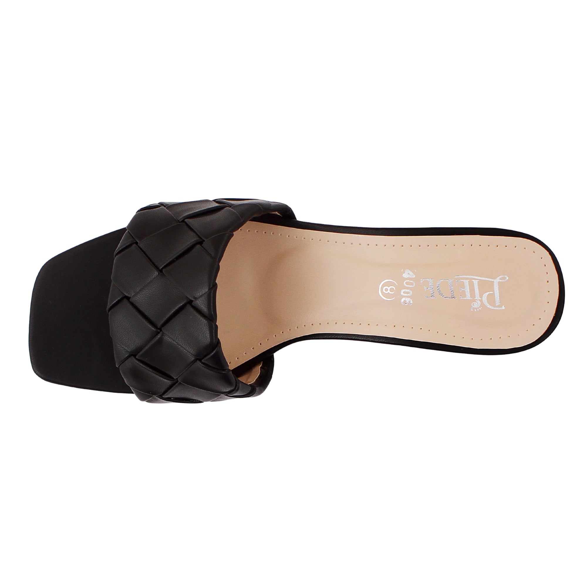 Black Woven Square-Toe Heels