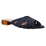Navy Stitch Slip-On Flat