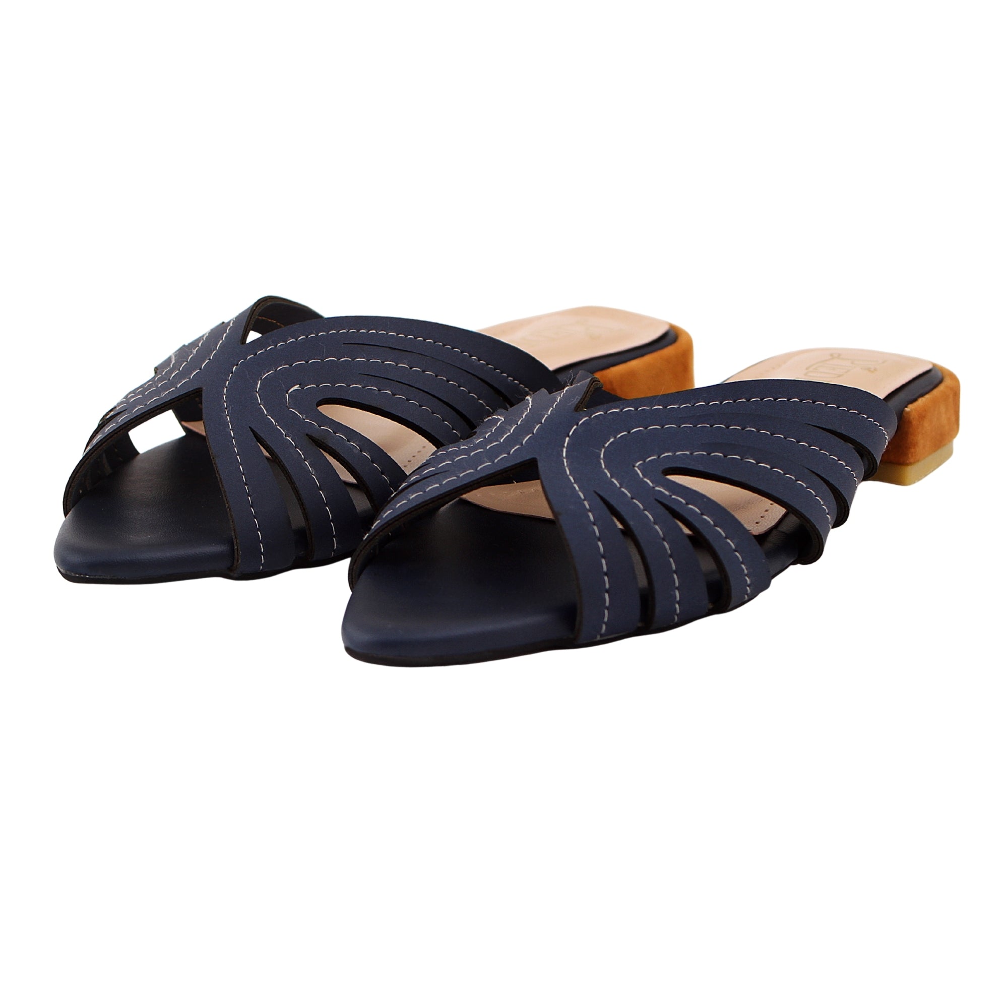 Navy Stitch Slip-On Flat