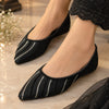 Black Hand-Embroidered Pointed Pump