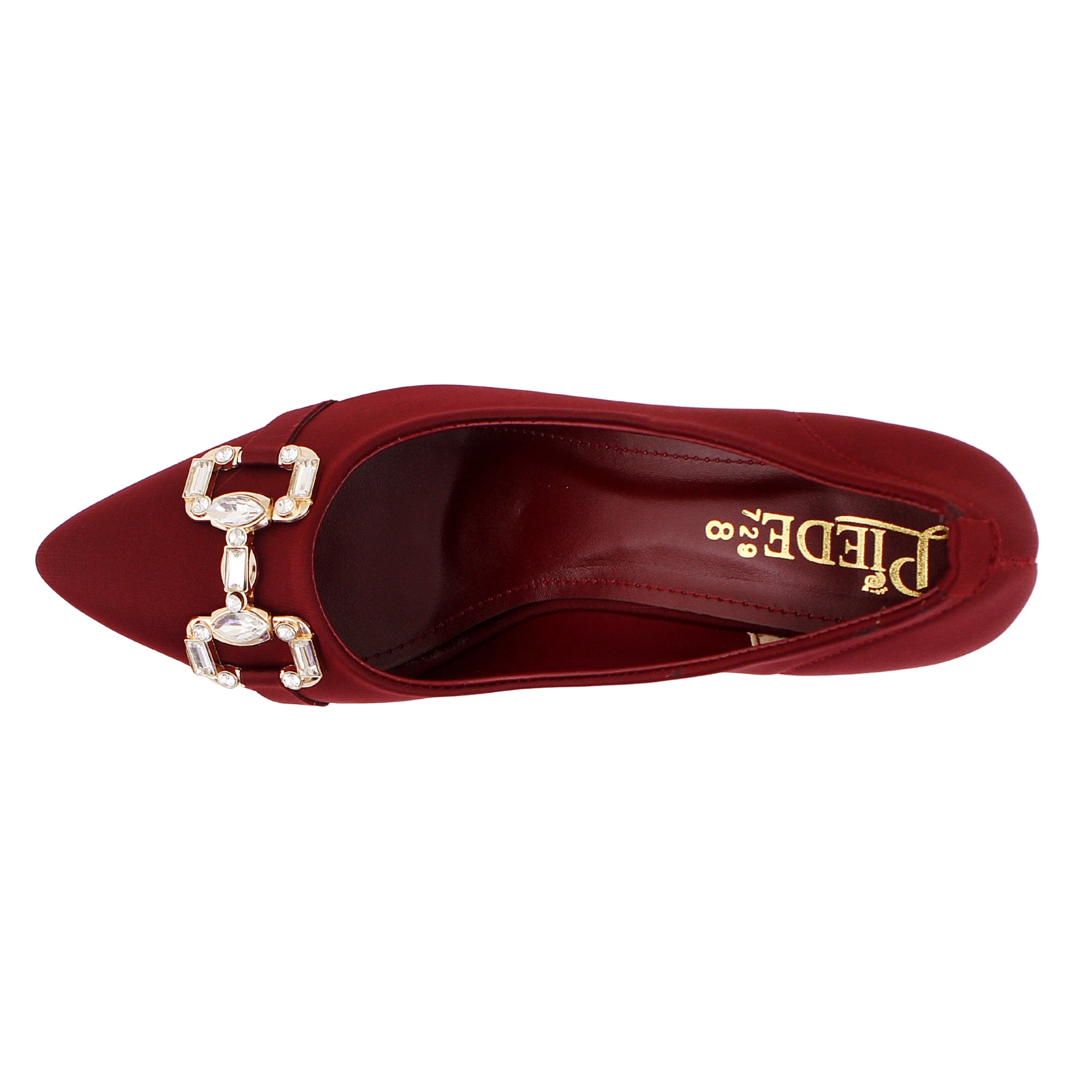 Maroon Pointed Toe Pumps with Gold Buckle