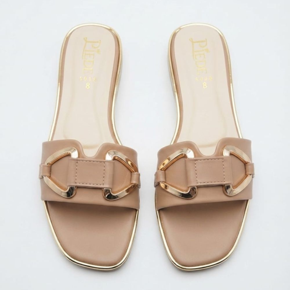 Light Brown Buckle-Strap Open-Toe
