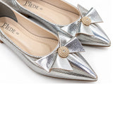 Silver Pointed-Toe Pumps