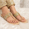 Cream Embroidered Toe-Ring Flats