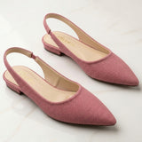 Pink Pointed-Toe Slingback Flats