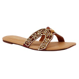 Maroon Embroidered Leather Flats