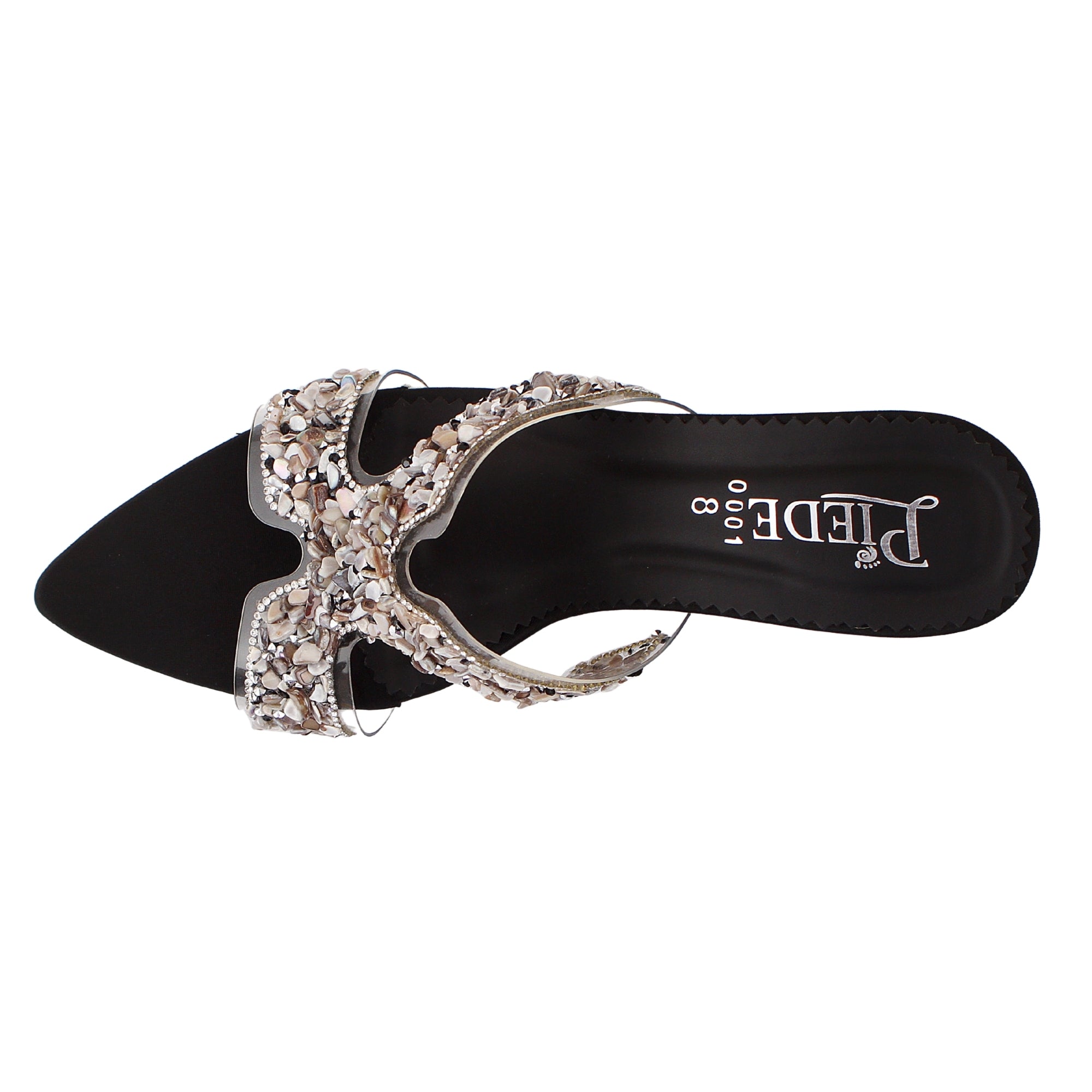 Black Stone-Embellished Heels