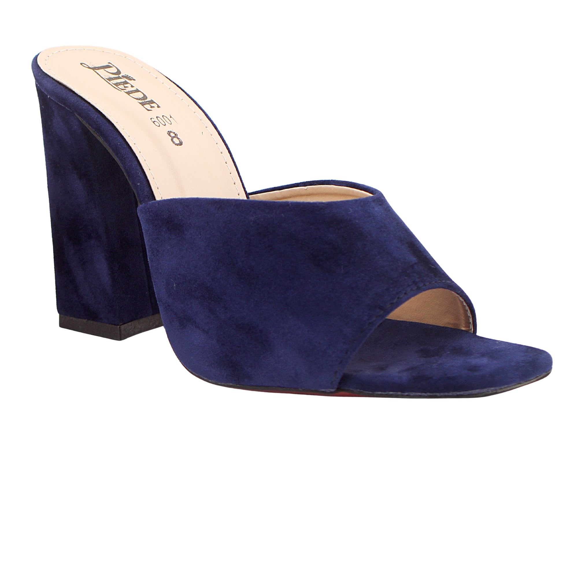 Navy Blue Suede Block Heels