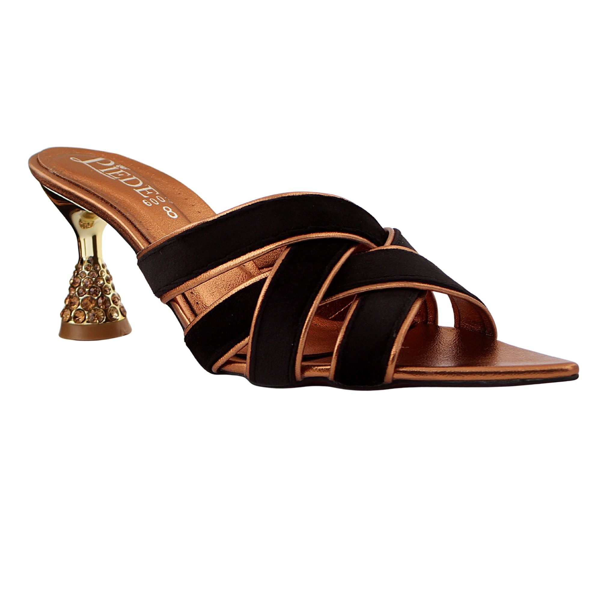 Black Velvet Criss-Cross Jewelled Heel