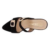 Black Suede Buckle Heels
