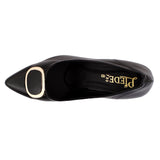 Black Patent Buckle Court Shoes